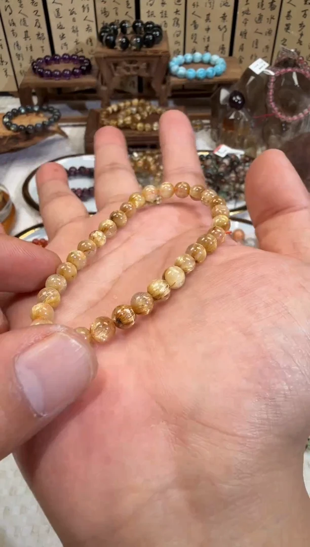 未镶嵌手串水晶SJ-125金发晶钛金 天然水晶 默认微瑕