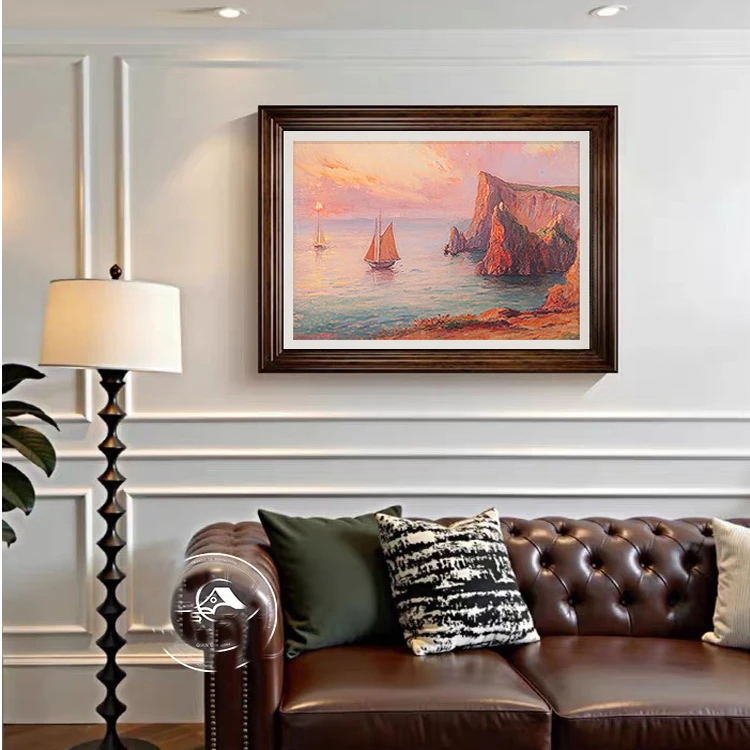 《一帆风顺》原创手工油画中古风装饰画入户玄关沙发背景玄关柜挂画