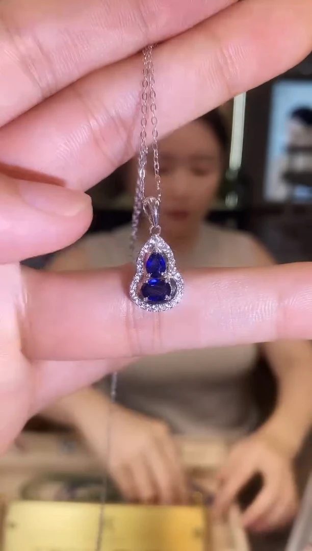 蓝宝石项链银S925镶嵌09