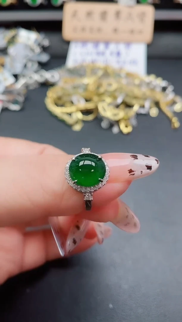 银S925镶嵌戒指翡翠1