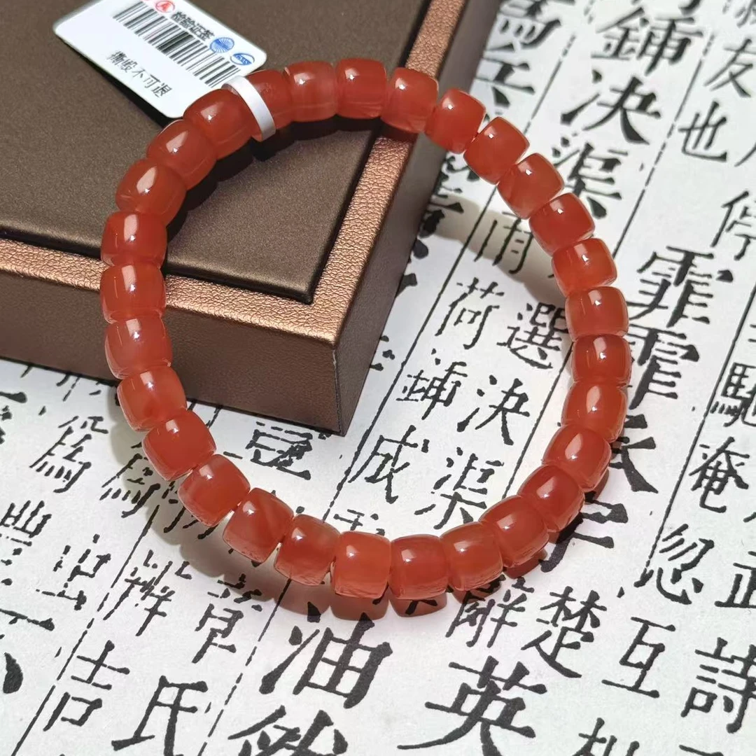 【杰韵南红】天然精美南红玛瑙精工直切手串7mm+精致百搭多样性发