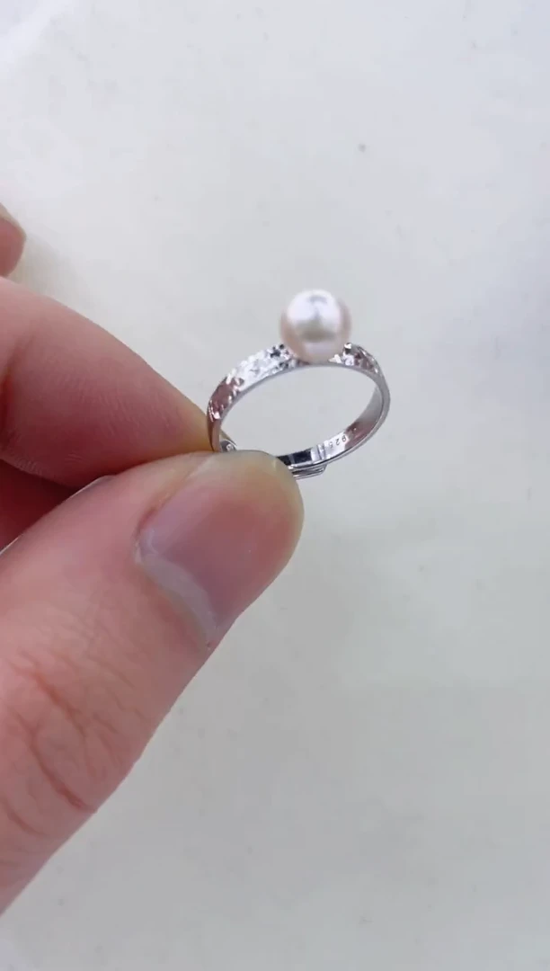银S925镶嵌戒指海水珍珠