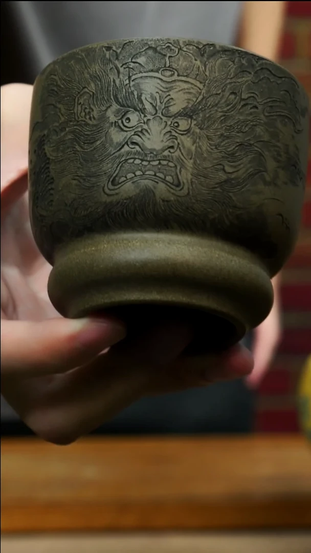 茶杯紫砂南柯记全手刻钟馗杯