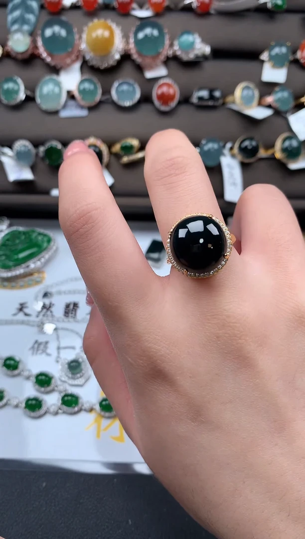 【闪购商品】翡翠戒指银S925镶嵌52141