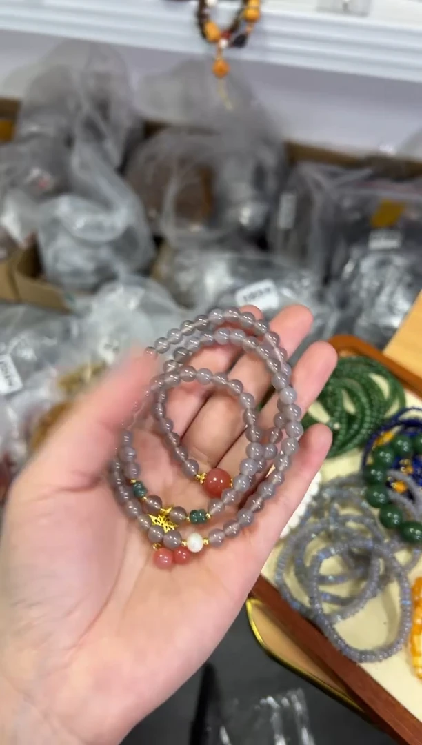 【闪购商品】玛瑙/玉髓手链未镶嵌冰烟紫玛瑙设计款多圈[0887]