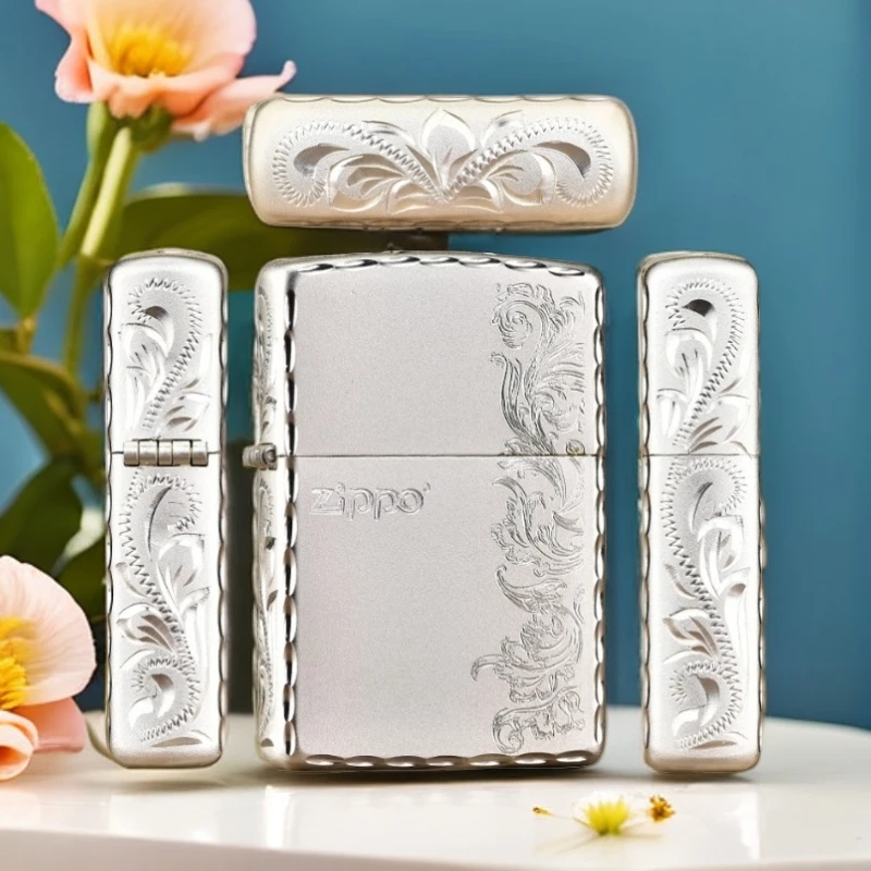 【老李鉴定】zippo打火机手雕唐草镀银常规DYJ1