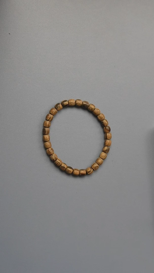 沉香手串莱特沉水6*6.8单圈桶珠天然野生沉香沉水