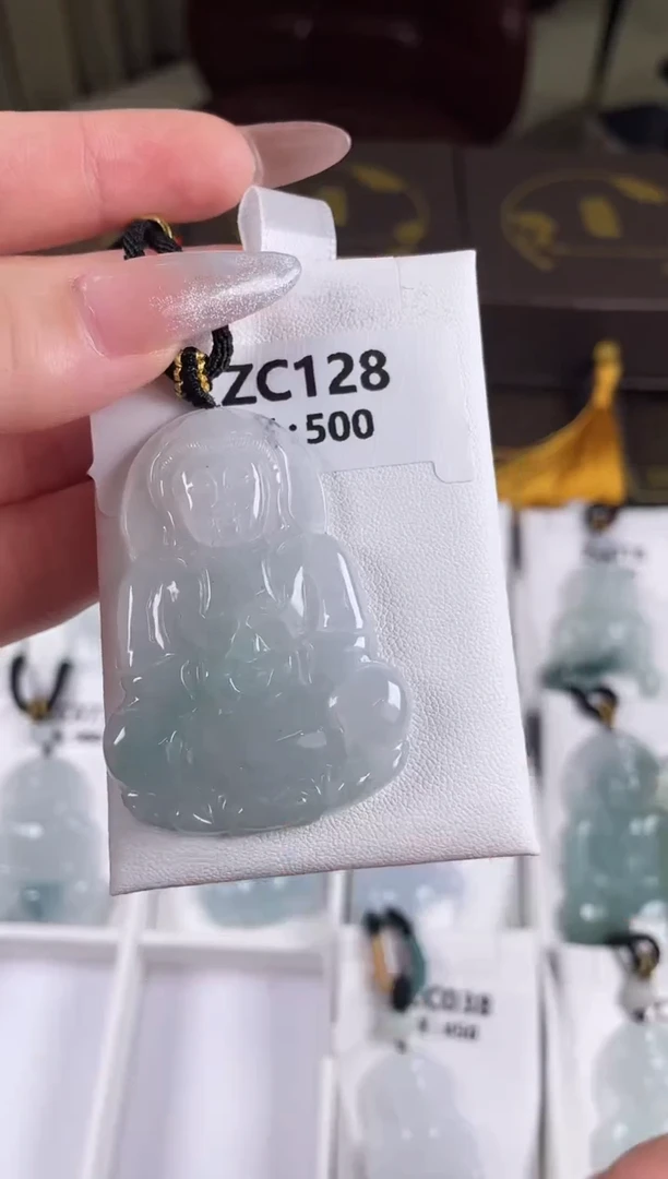 颈饰未镶嵌翡翠ZC128冰观音+孤品+送同款绳子