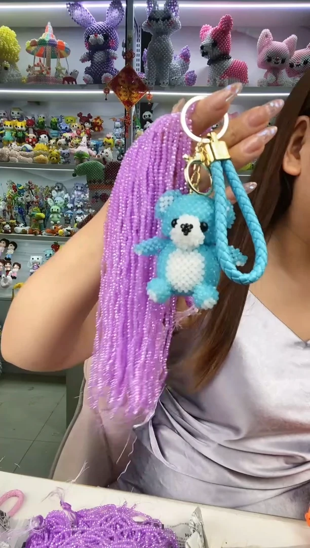 玻璃0148卡2水晶胖胖熊材料包1套加宠钥匙扣紫玉