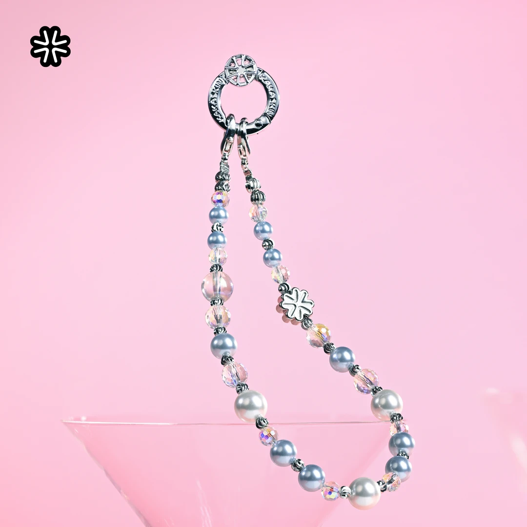 kakaskin/卡卡思手机短挂链精致时尚珠饰浅蓝手机链挂件手机挂链