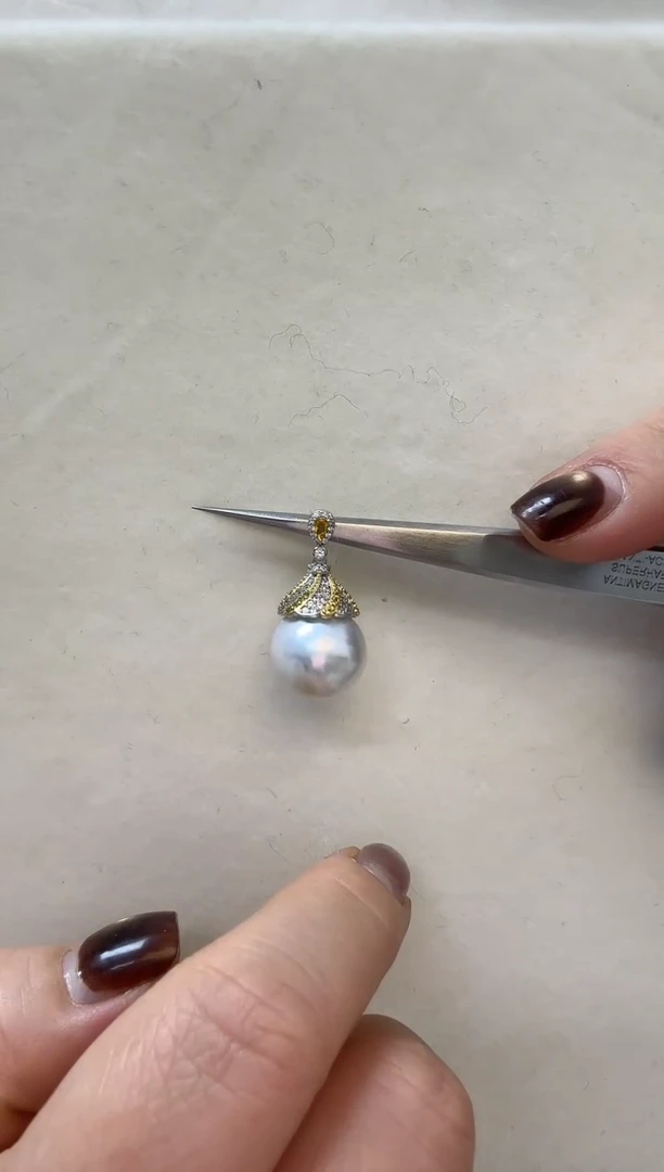 吊坠(不含链)未镶嵌海水珍珠澳白14.2mm+S925银吊坠