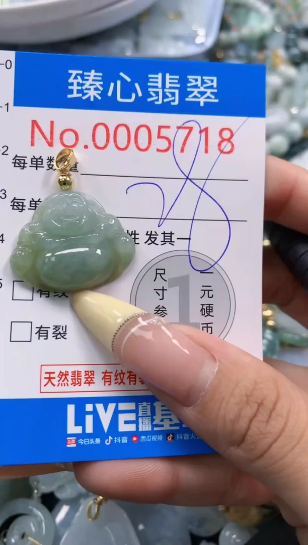 翡翠未镶嵌颈饰含绳0005718