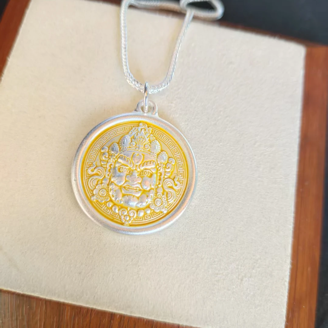 足银手镯 999.9【S188】黄财神吉言款项链小众设计礼物情侣