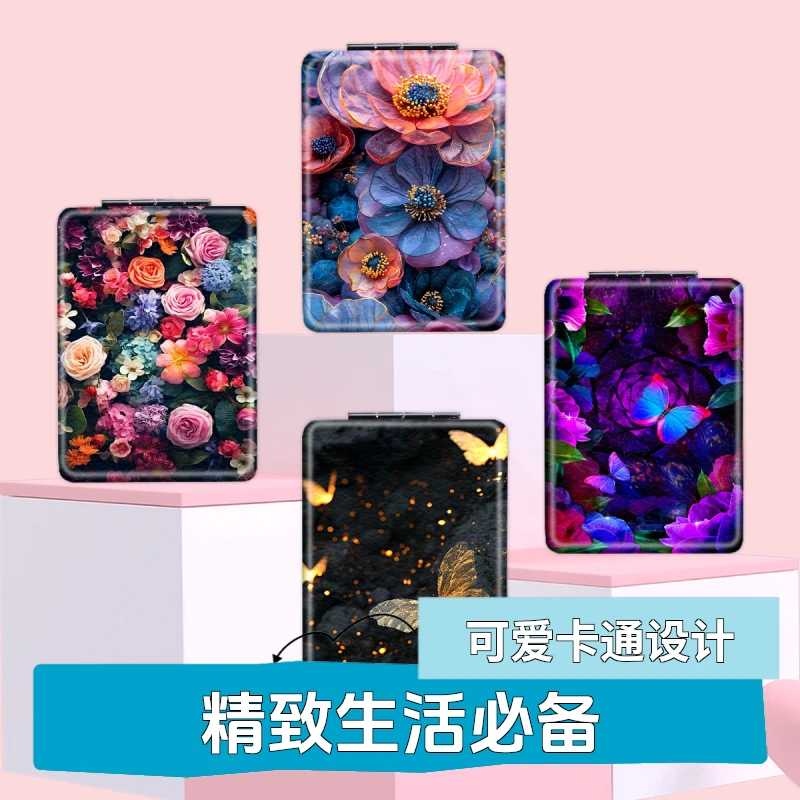 随身便携化妆镜可折叠卡通台式女生学生宿舍家用补妆镜可爱小镜子
