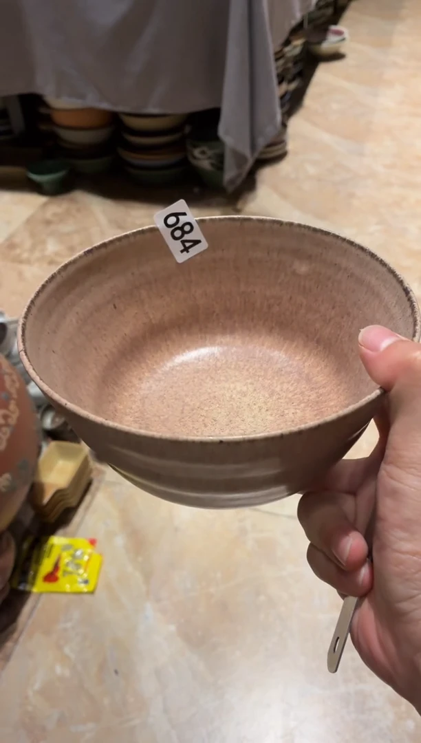 瓷片魏*默684粗陶玫瑰金面碗1个