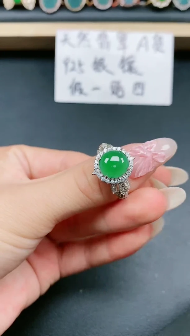 翡翠戒指银S925镶嵌111111111