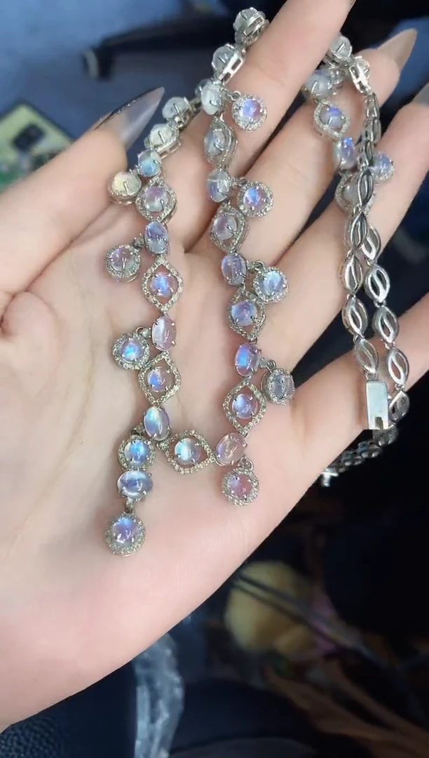 项链银S925镶嵌月光石楚楚珠宝中古甄选不退换