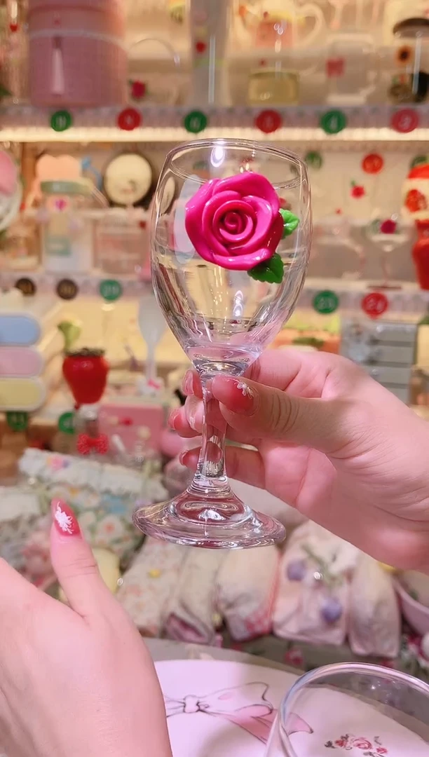玫瑰花高脚红酒杯——手工制作品质好！