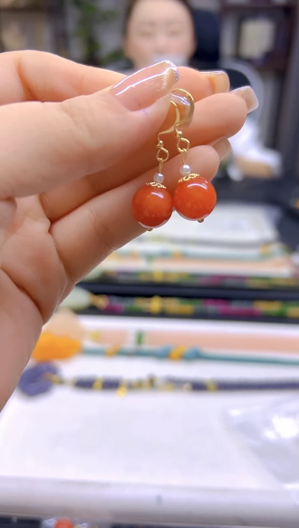 翡翠14K金镶嵌耳饰DIY款E827