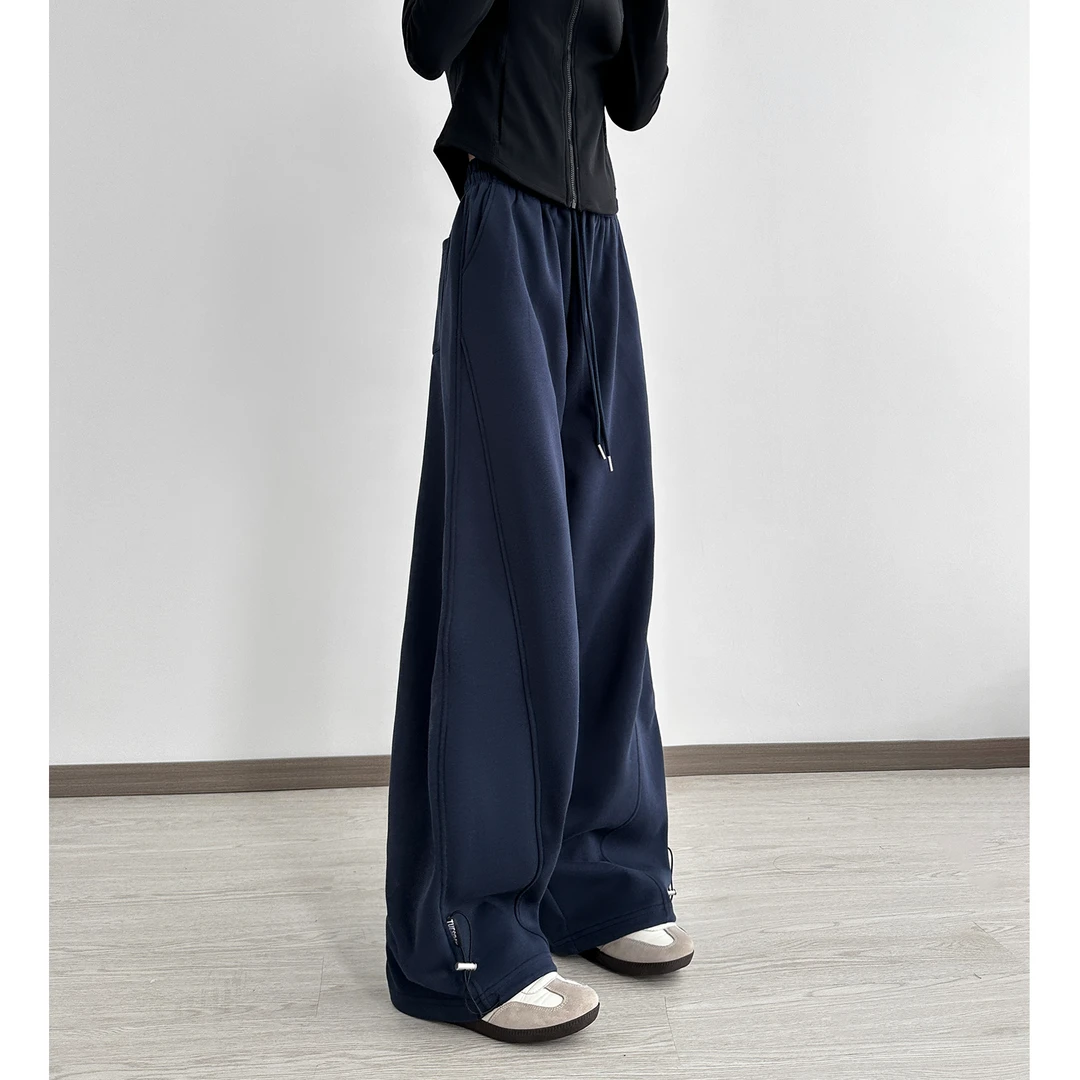 动感少女宽松薄款运动裤女2025春秋美式香蕉弯刀裤高腰垂感阔腿裤