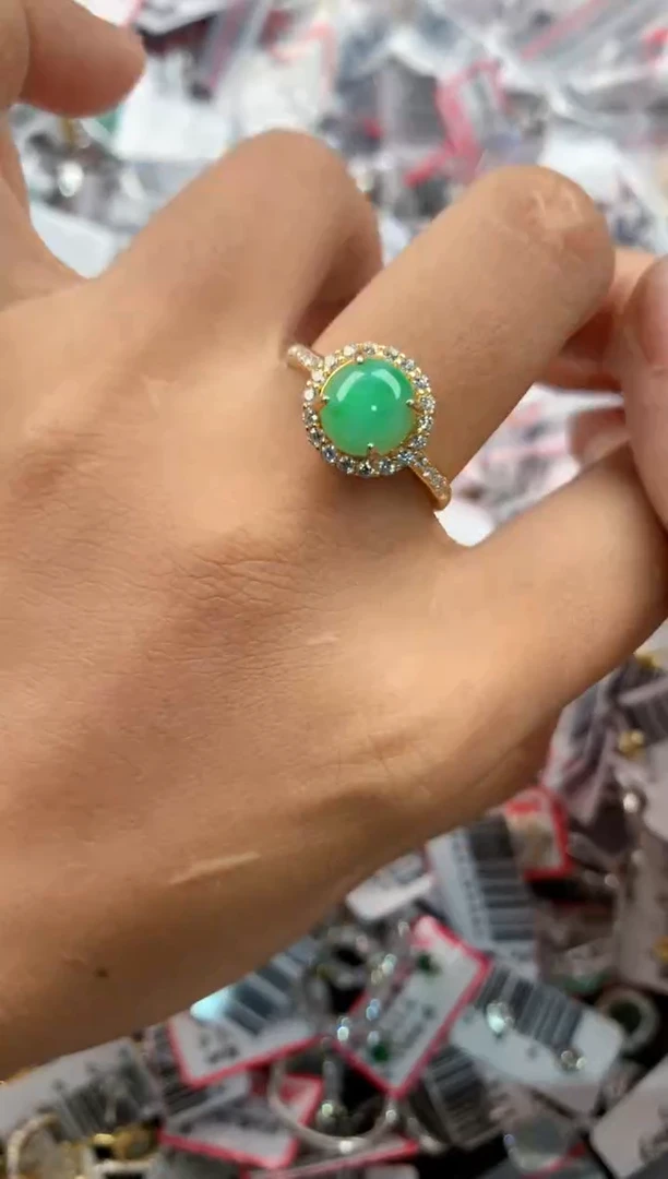 银S925镶嵌戒指翡翠4444----10