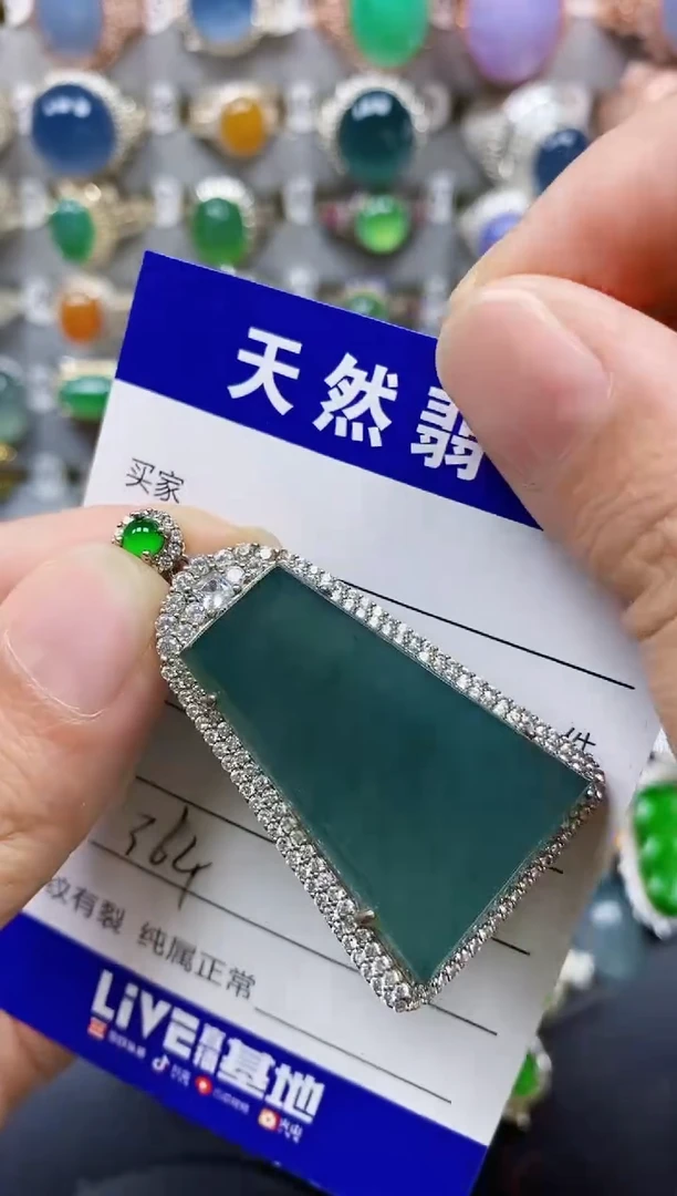 翡翠银S925镶嵌颈饰364