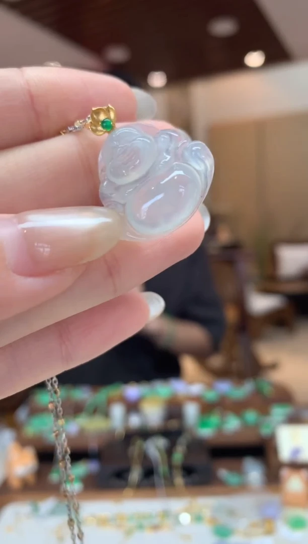 翡翠18K金镶嵌吊坠(不含链)佛公