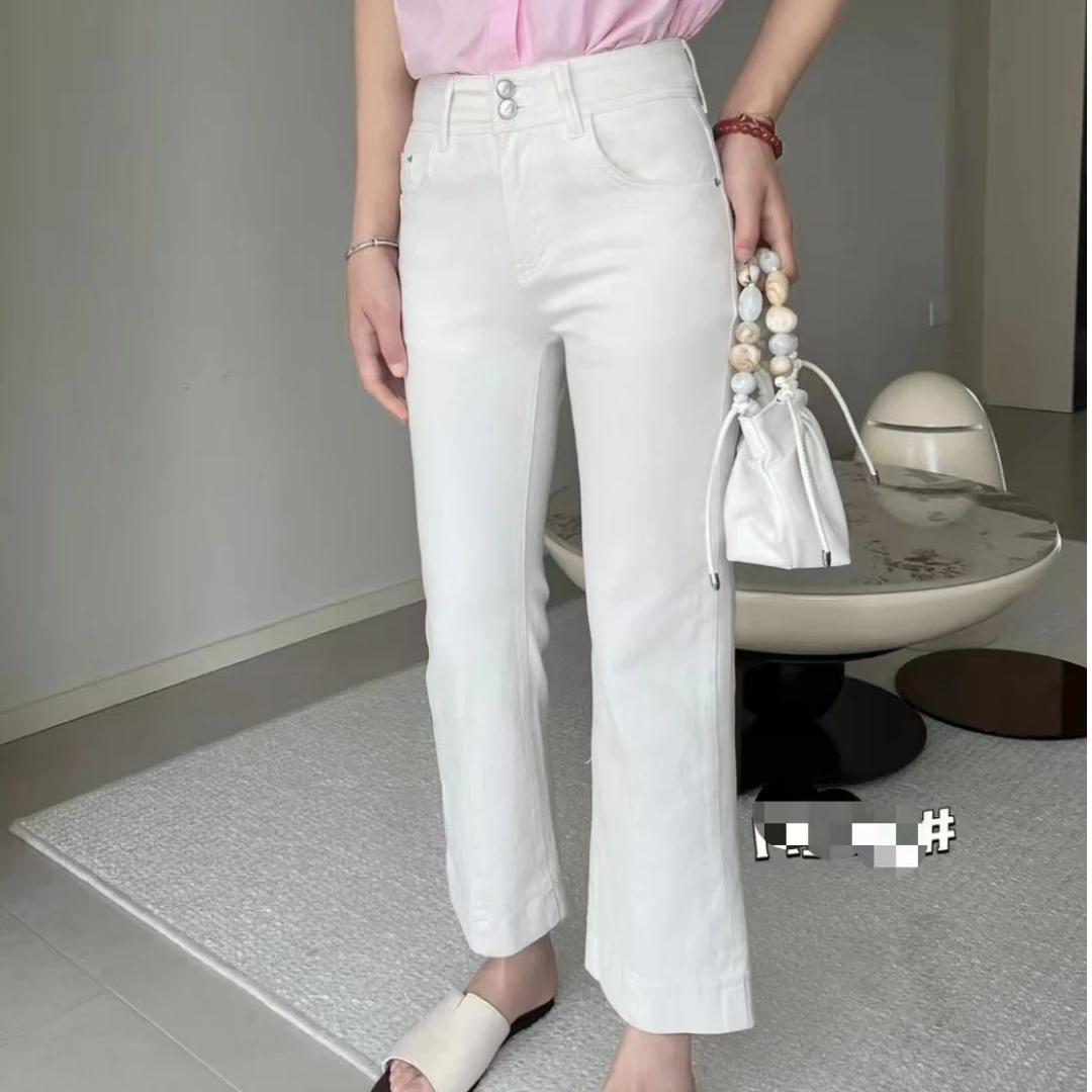 东大门精选2店Q026款气质复古四面微弹喇叭九分小个子牛仔裤