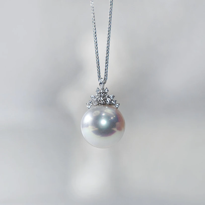 【小彤专属】【冰雪女王】天然海水澳白13-14珍珠18K金吊坠RY8267