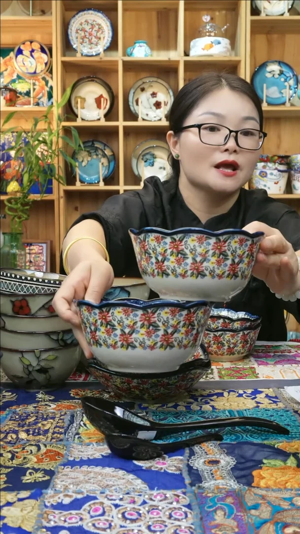 瓷片小可高温瓷餐具面碗2只