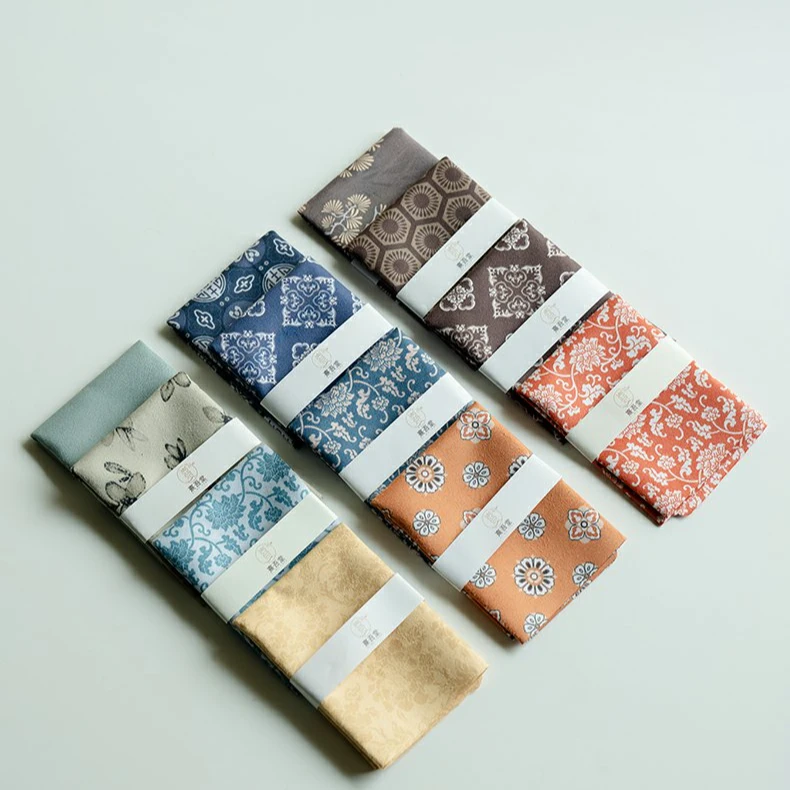 国风印花双面吸水茶巾家用茶桌茶垫茶台养壶巾茶道零配件复古