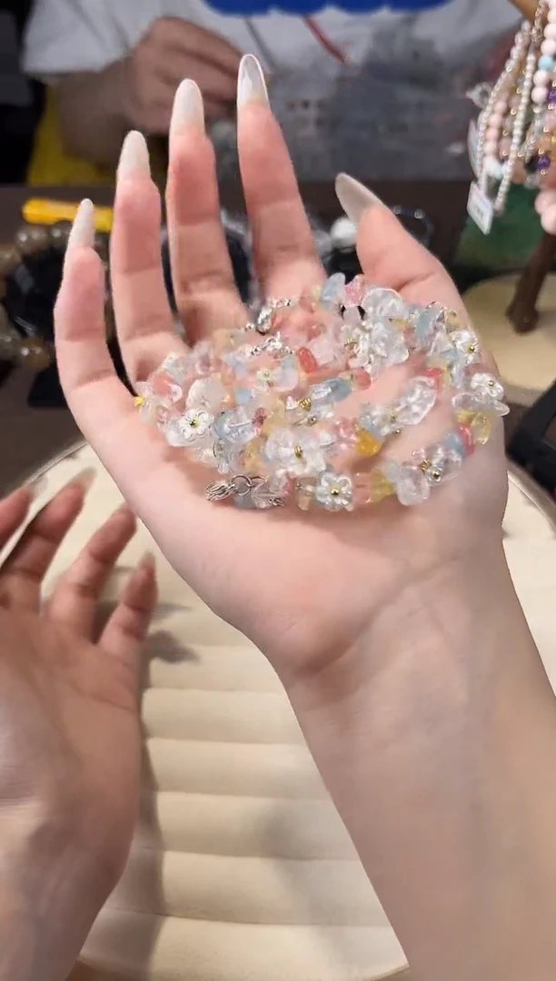 水晶手链未镶嵌多巴胺水晶碎石手环