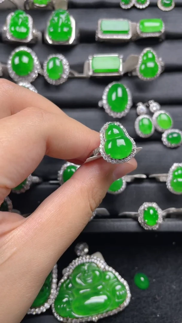 银S925镶嵌戒指翡翠翡翠