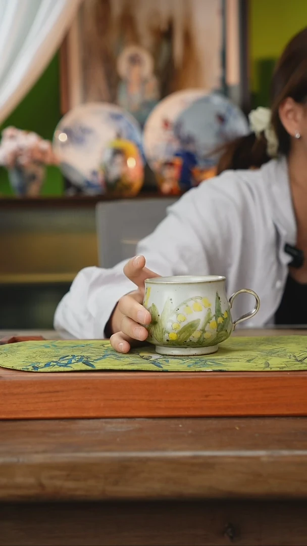 摆件景德镇釉下手绘陶瓷茶具，咖啡杯