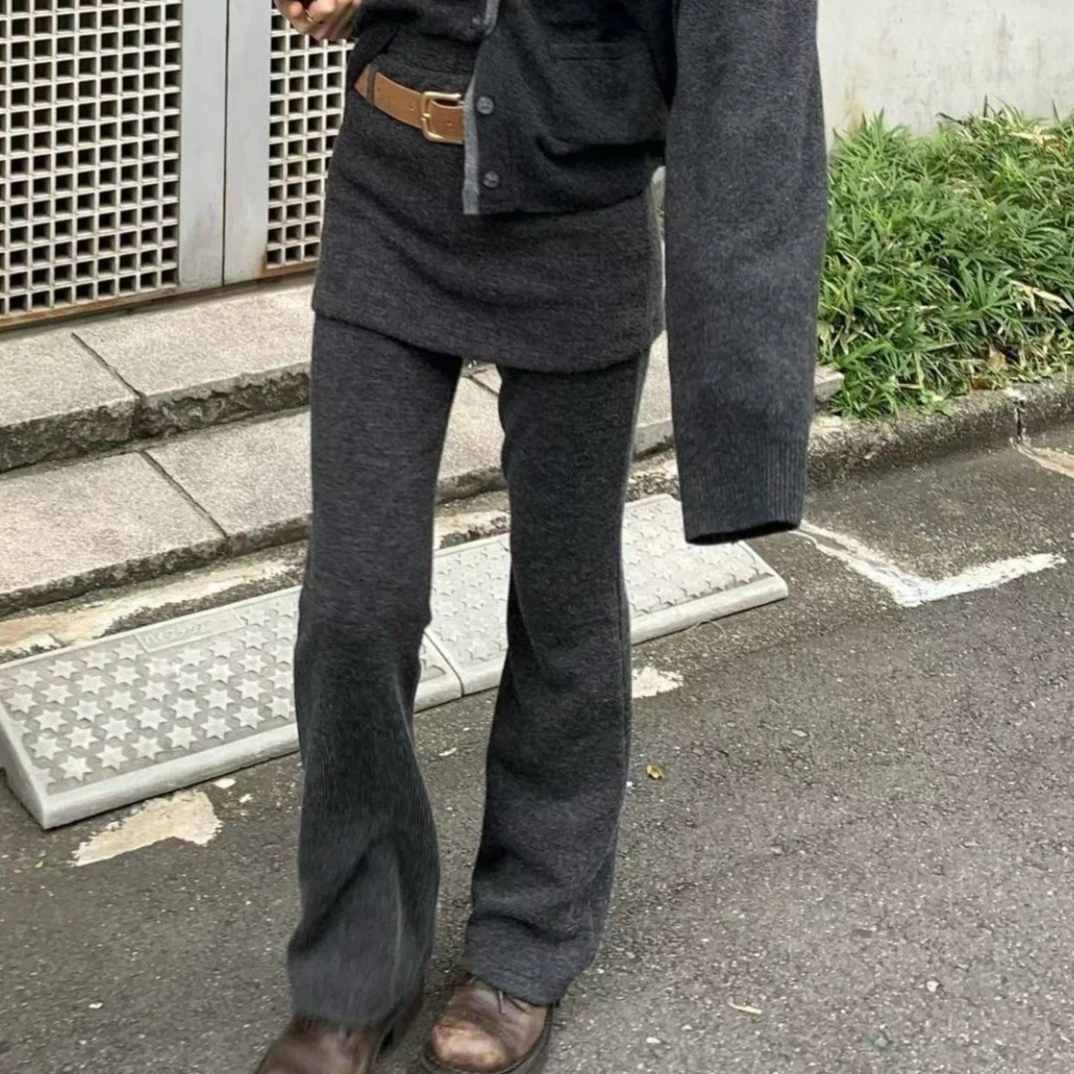 No退No换壹韩国东大门女装2025年秋冬新款设计感假两件套裤女025f