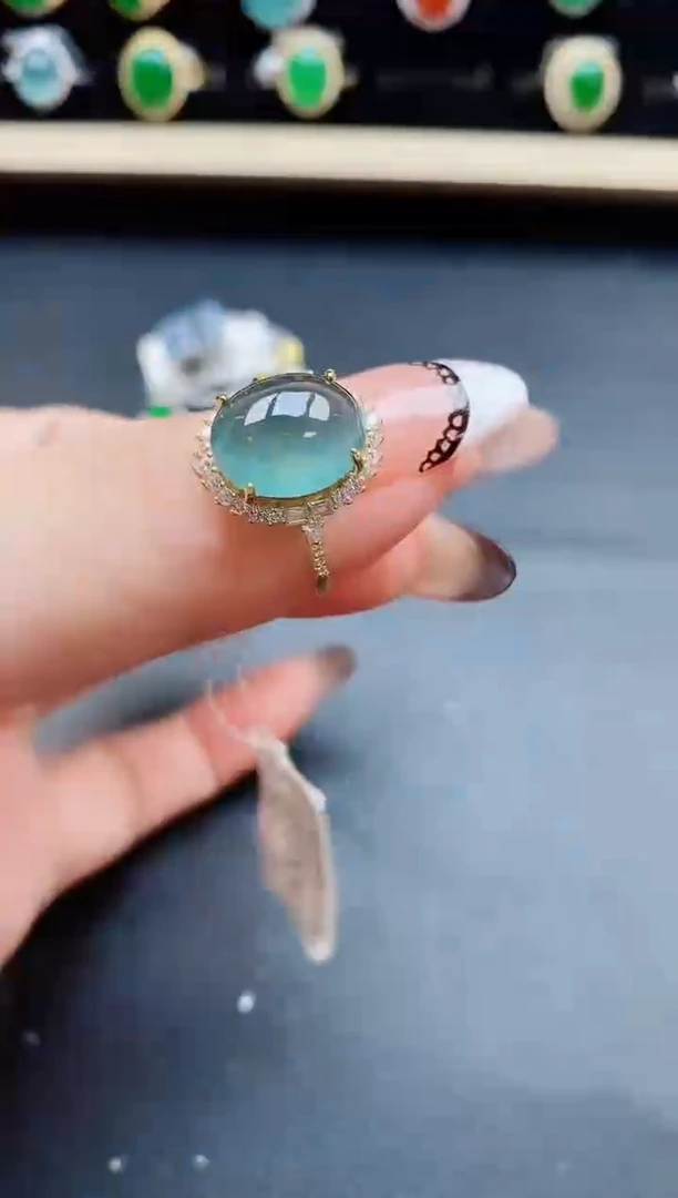 翡翠戒指银S925镶嵌50805
