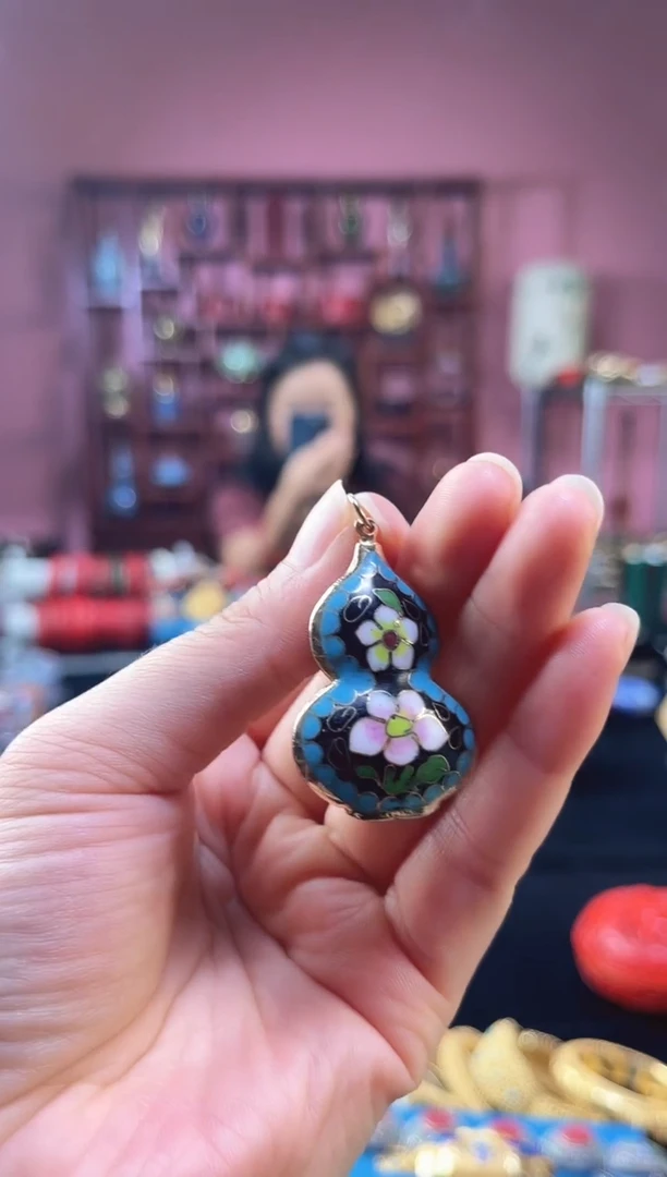 非遗 景泰蓝吊坠 葫芦 黑色