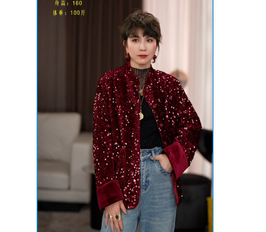 【K】红色亮片超闪外套 KX4925012401