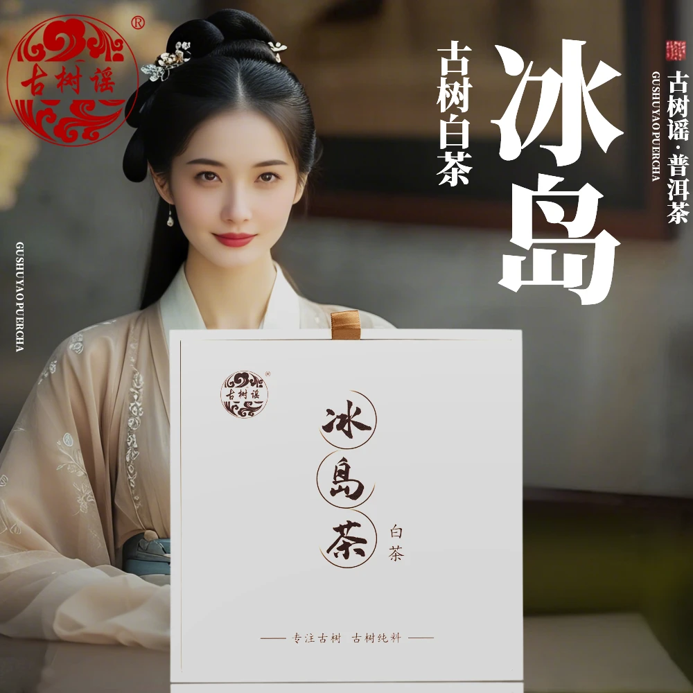 冰岛白茶2023年白茶茶饼云南临沧紧压茶送长辈礼盒装200g