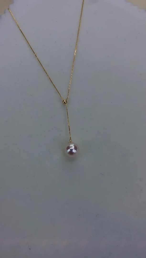 18K金镶嵌DA海水珍珠 GD013 8-8.5 天女Y链