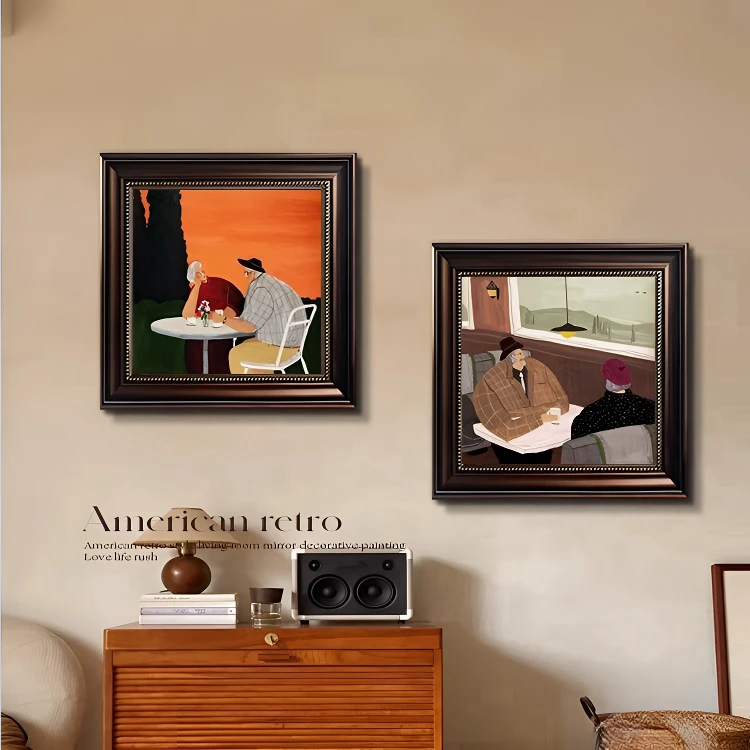 中古风餐厅装饰画复古高级感客厅沙发背景墙卧室壁画抽象人物挂画