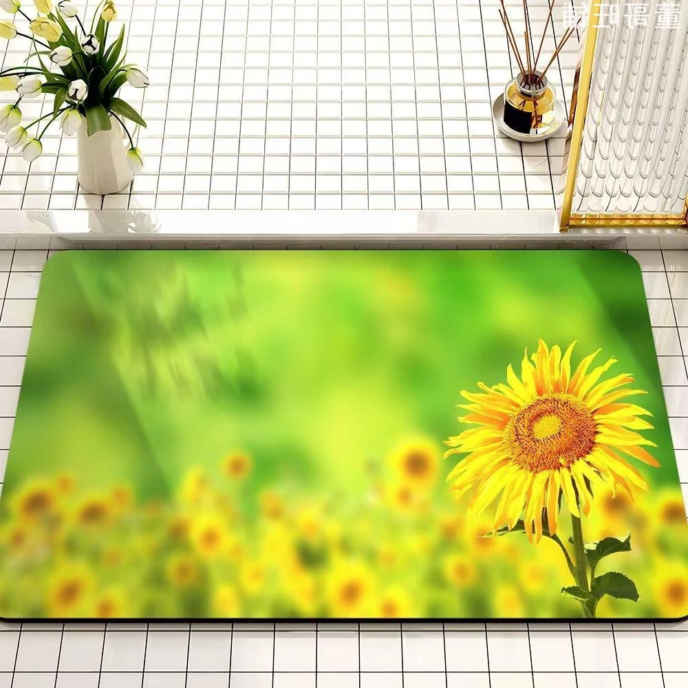 防滑向日葵硅藻泥地垫吸水耐脏浴室防滑垫卫生间厕所速干门垫脚垫