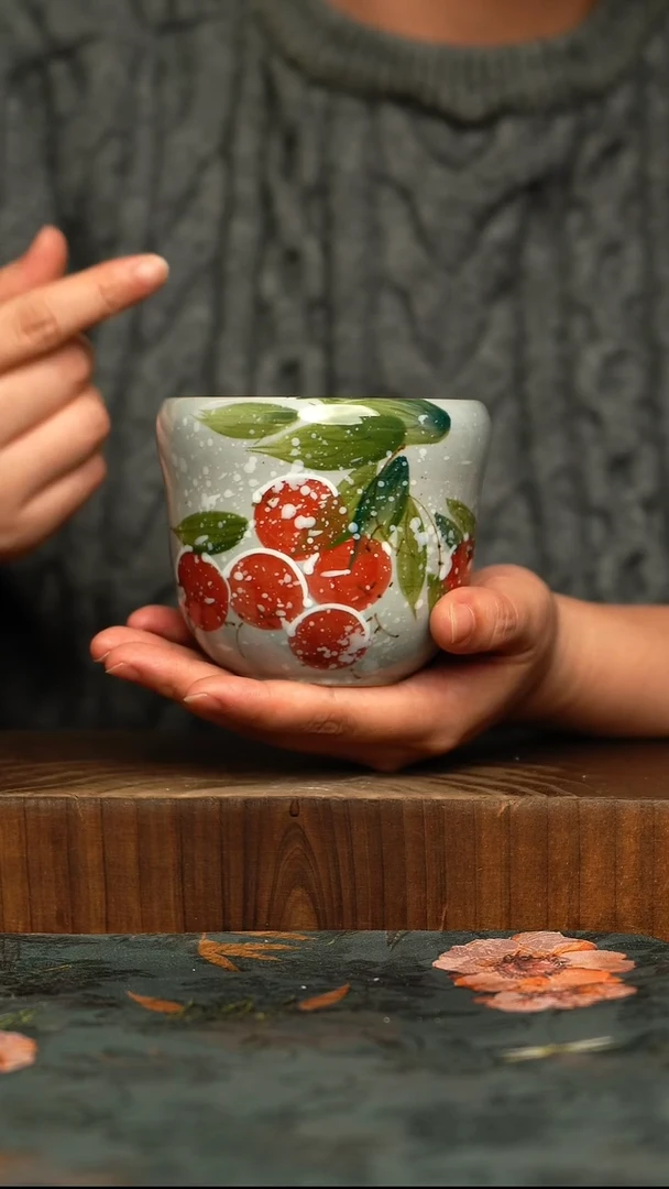 杯釉下彩手工手绘同款陶器