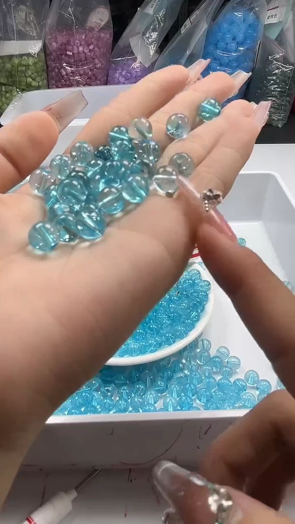颈饰未镶嵌水晶W1671海蓝宝阿赛8mm*30颗