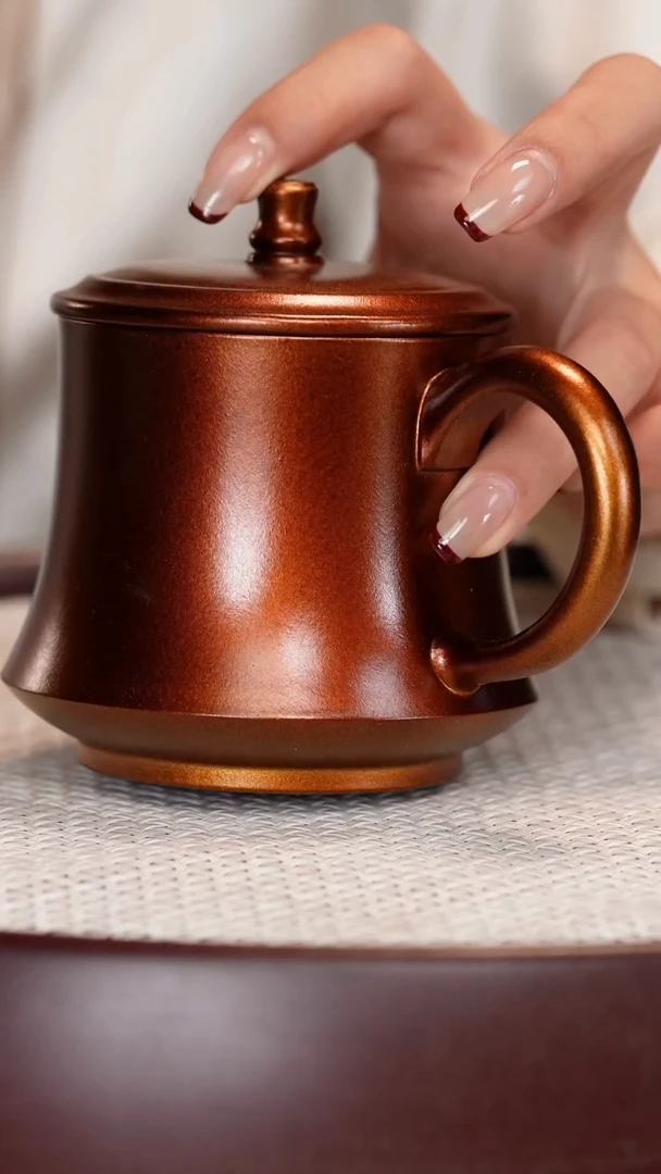 紫砂茶具柴烧盖杯