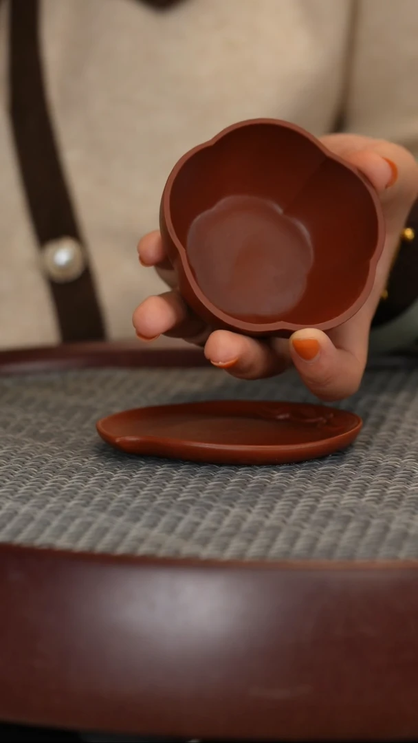 【闪购商品】紫砂茶具寿桃杯垫+筋纹杯