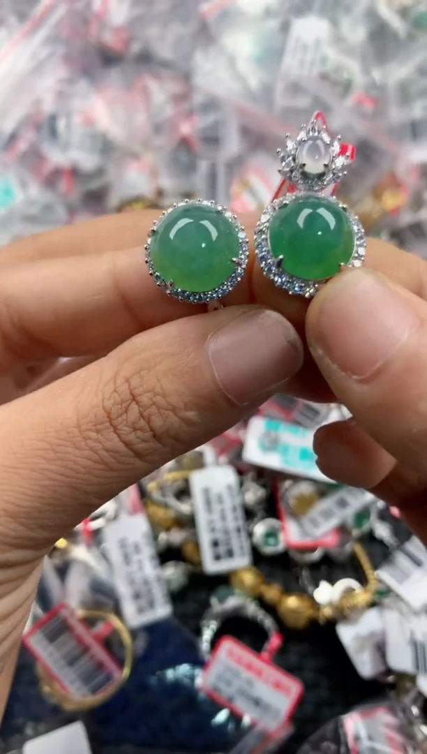 银S925镶嵌戒指翡翠4444----1