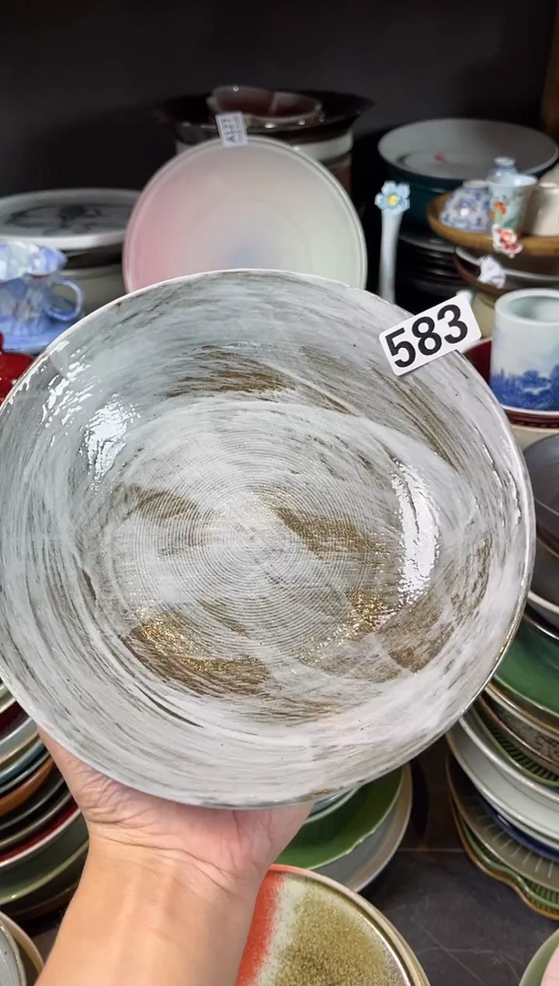 碗583   手工手刷粉引盘