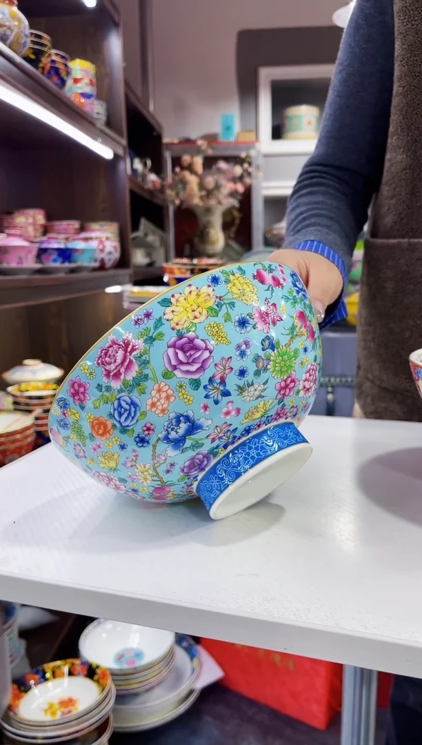 珐琅 8英寸汤碗1个景德镇陶瓷