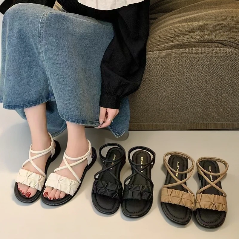 9526时尚凉鞋潮流网红休闲百搭夏季软底仙女风一字带露趾